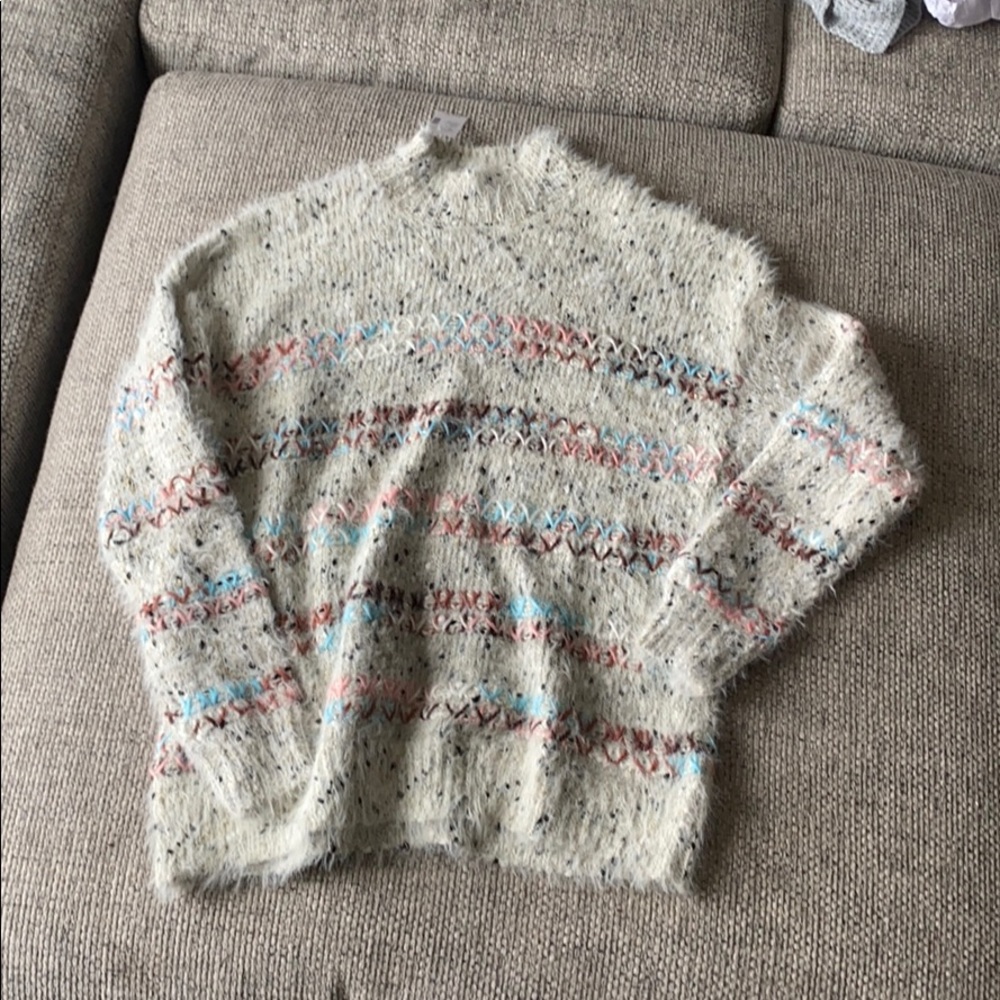 Multicolored mock neck sweater